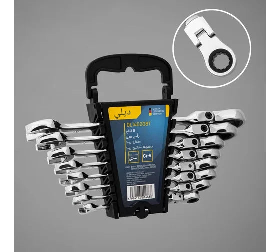 Jeu de clés mixtes à cliquet 8 pièces (PLIABLE) DL140208T