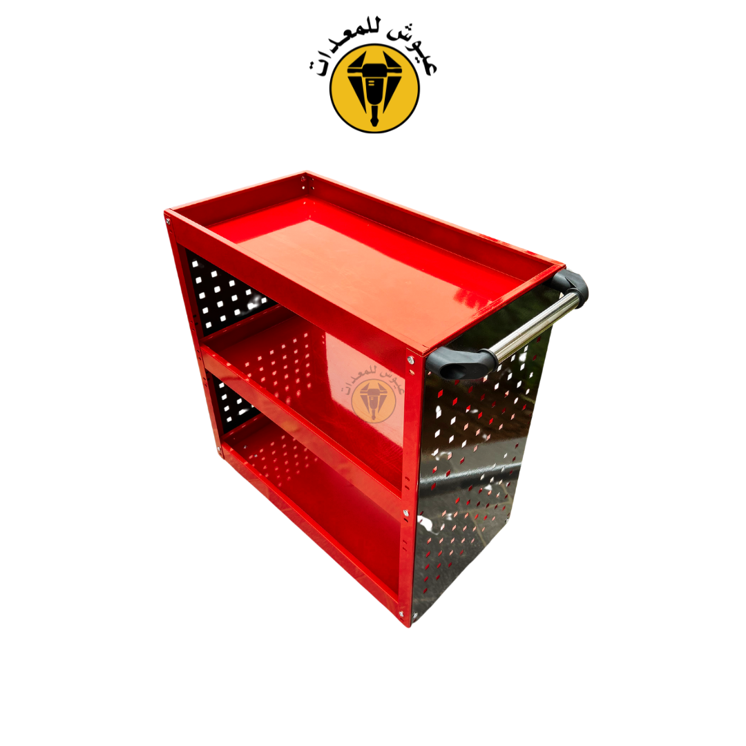 Chariot à roulettes mécanique 3 étages avec rangement outils