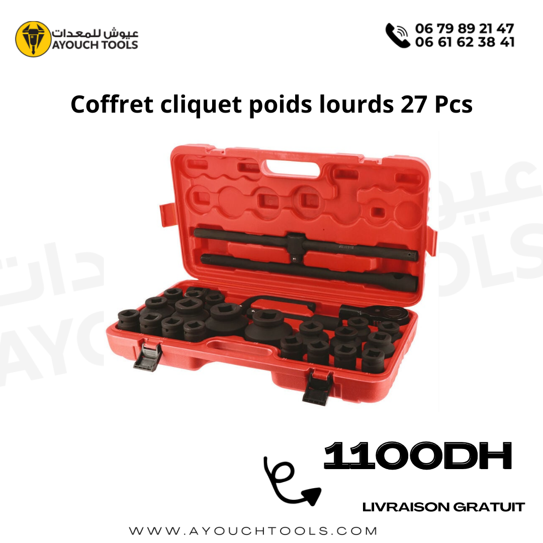 Coffret cliquet poids lourds 27Pcs