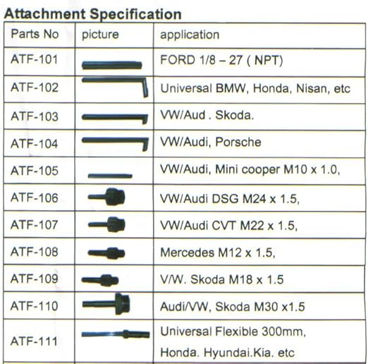 Extracteur & Distributeur ATF Pneumatique 6L – Kit 14 Adaptateurs
