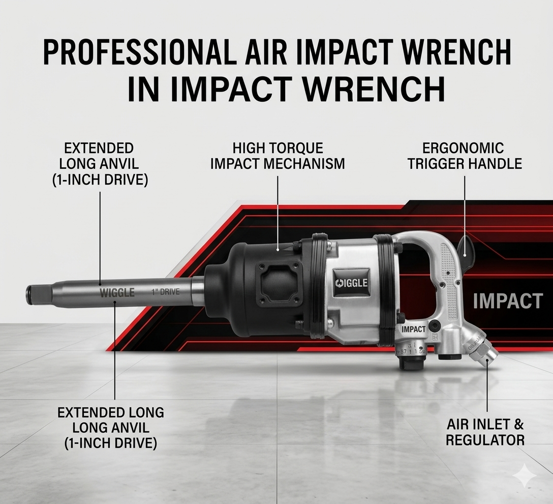 Clé à Chocs Pneumatique Longue 1" 3/4