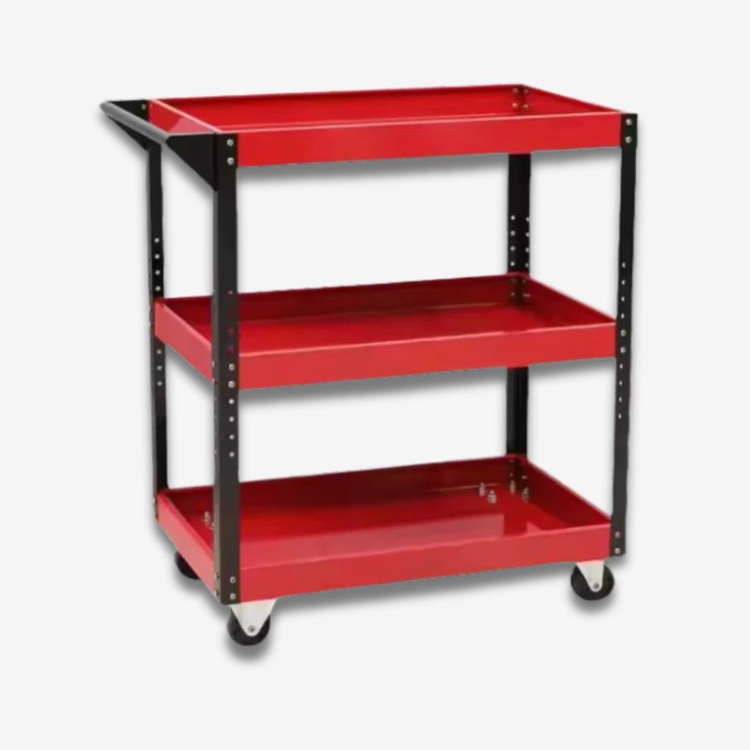 Chariot à Outils Rouge en Métal 3 étages WJS-C0301