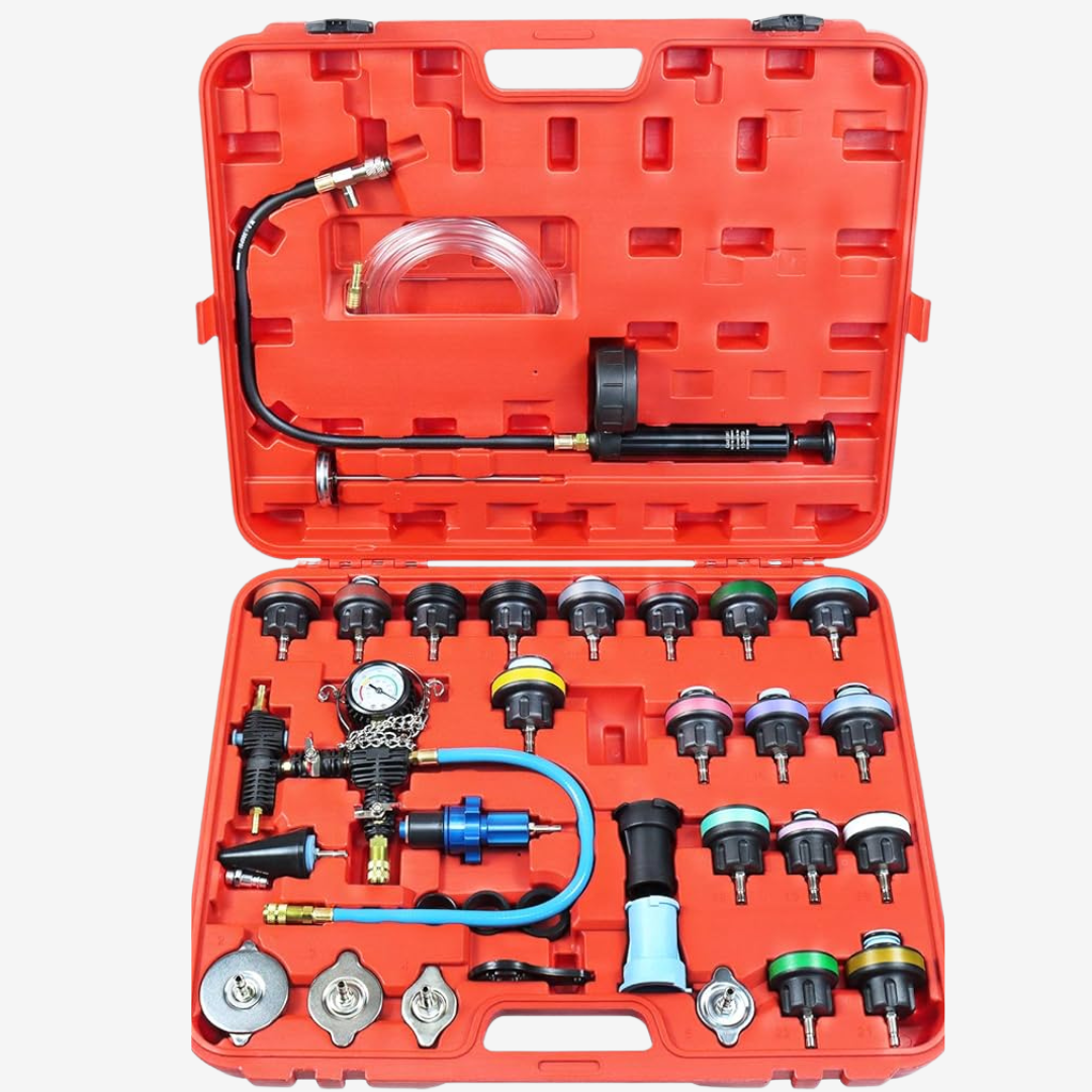 KATSU Kit 28 Pièces Testeur Pression Radiateur & Système Refroidissement Vide - Détecteur Fuites Universel 450813