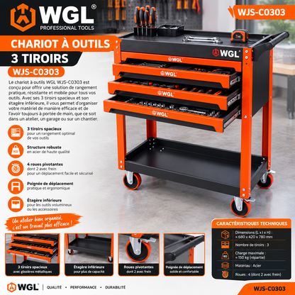 CHARIOT A OUTILS 3 TEROIRE WGL  WJS-C0303