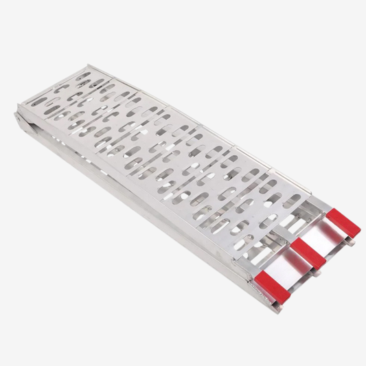 Rampe arquée en aluminium robuste à deux sections pour ATV/UTV – Argent, pliable pour remorque, moto et pickup.