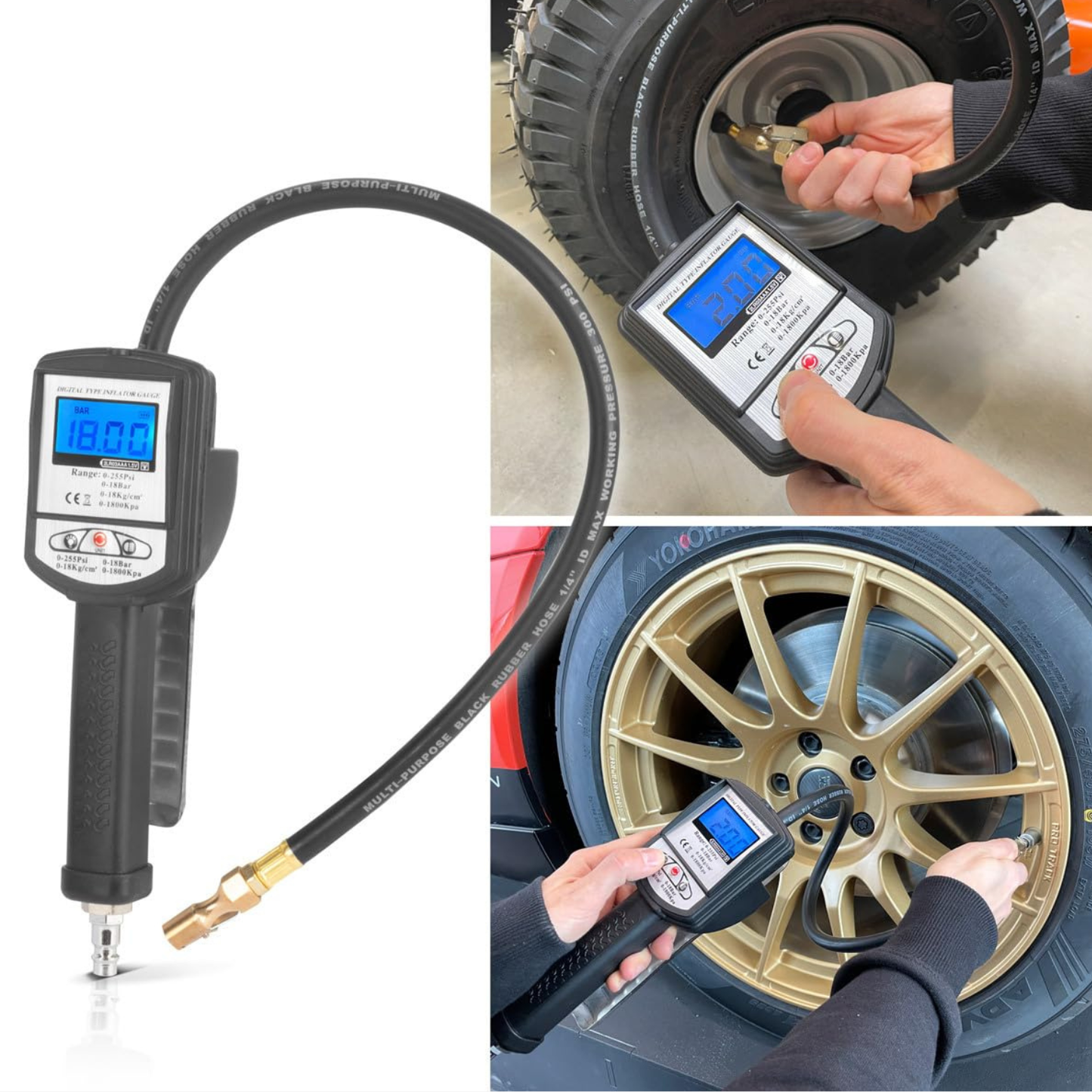 Pistolet de gonflage digital 0–18 bar / 255 PSI – DRP-18 ST