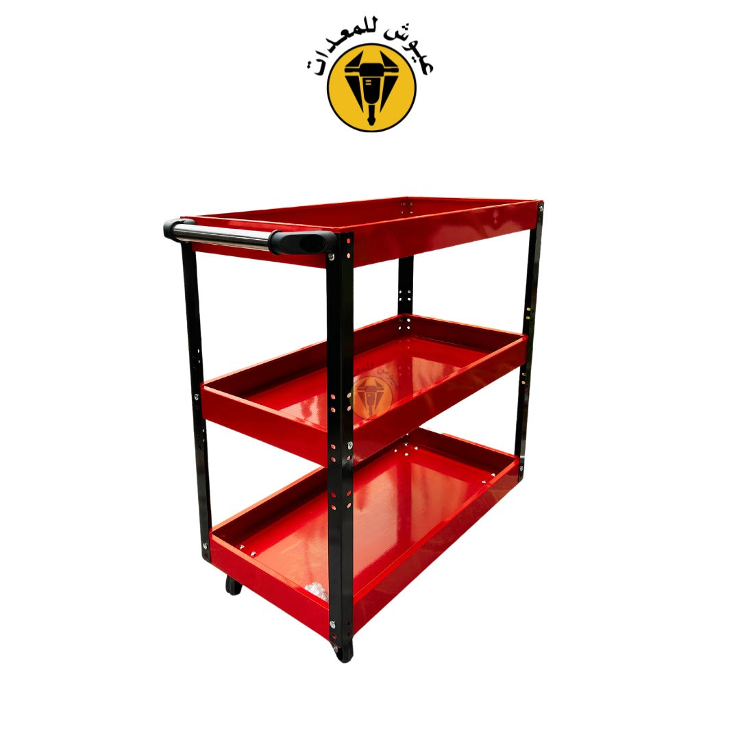Chariot à Outils Rouge en Métal 3 étages