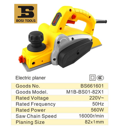 Rabot Électrique BOSI 560W – Rabot Électrique Portatif pour Travail du Bois