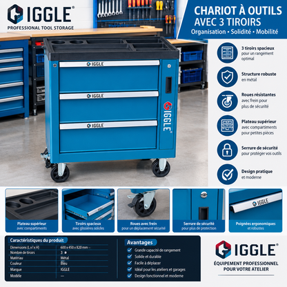 SERVANTE WIGGLE VIDE BLUE 3 TIROIR