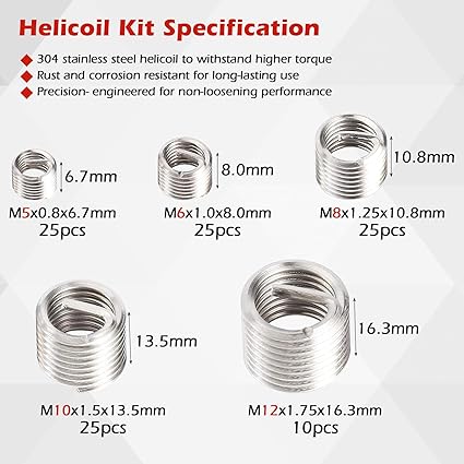 Kit Réparation Filetage 131PCS – Helicoil M5–M12