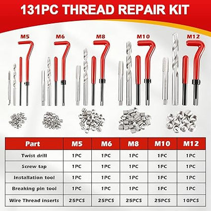 Kit Réparation Filetage 131PCS – Helicoil M5–M12