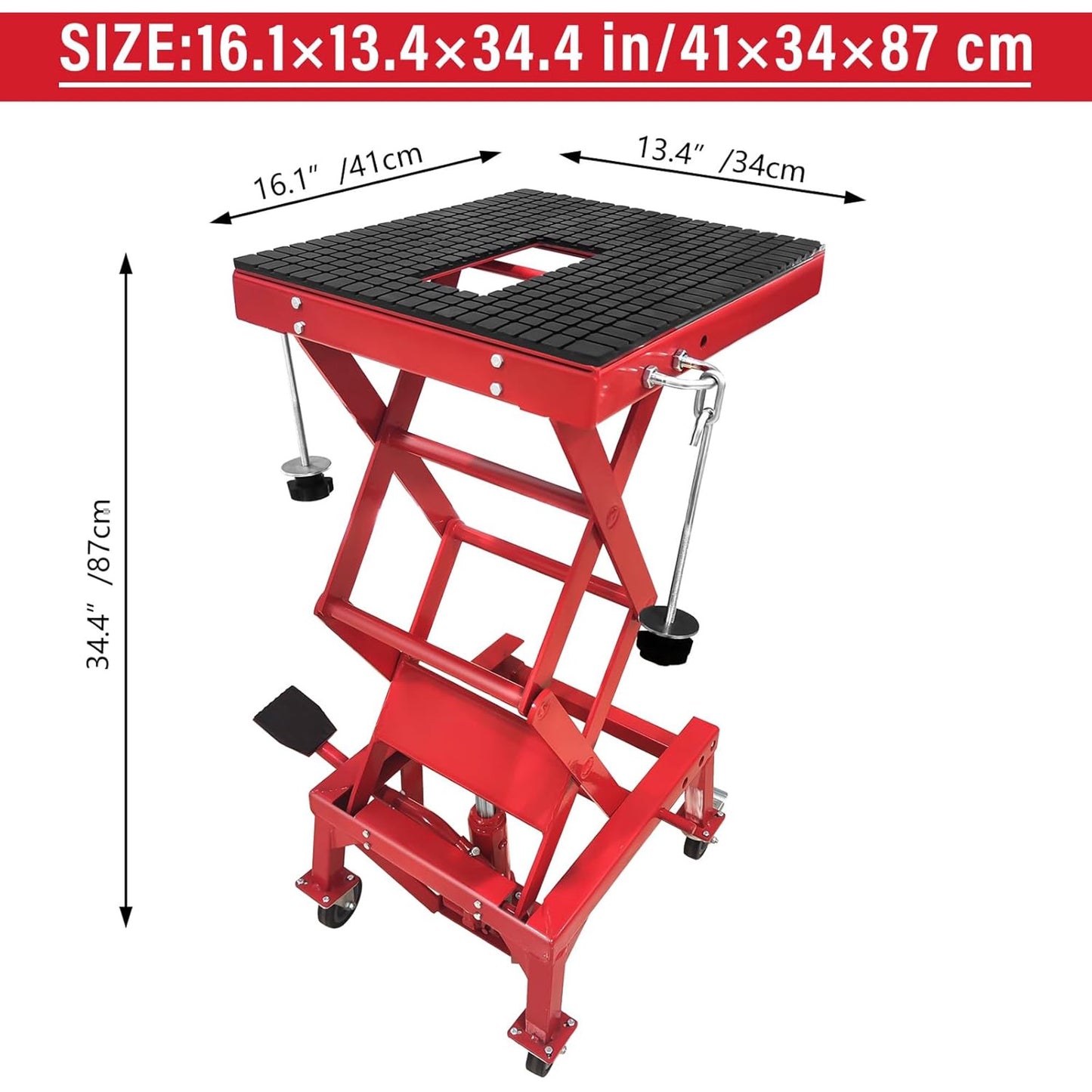 Table Élévatrice Hydraulique Moto 500 LBS – Cric Moto ATV à Pédale avec Roues