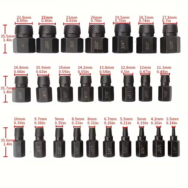 Coffret Extracteurs de Vis 25 Pièces – Retrait Boulons Abîmés