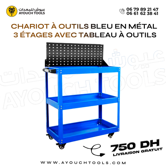 Chariot à outils en métal 3 étages