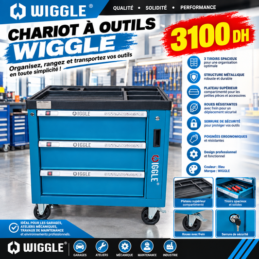 SERVANTE WIGGLE VIDE BLUE 3 TIROIR WJS-T0301A