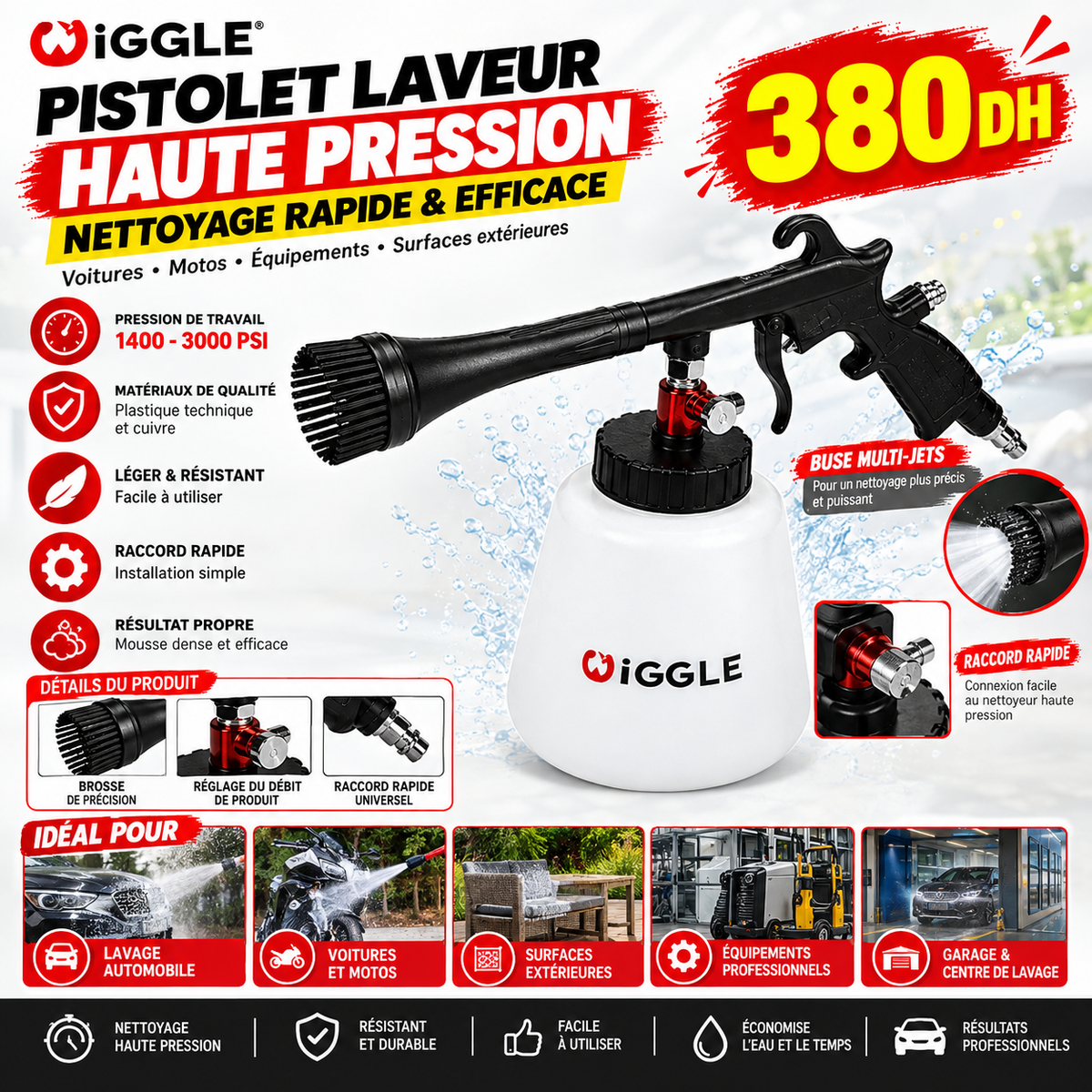 YB-024-1 PISTOLET LAVEUR HAUTE PRESSION 1400-3000 PSI