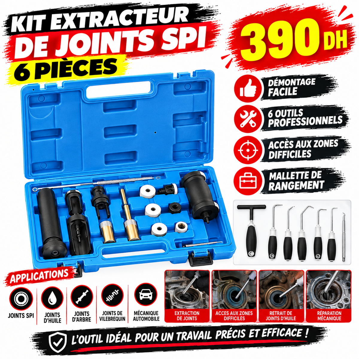 YZ-6062 KIT EXTRACTEUR DE JOINTS SPI 6PCS
