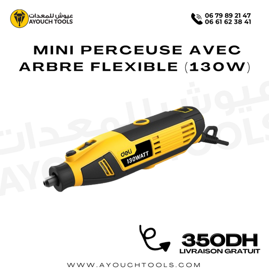 Mini Perceuse avec arbre flexible (130W)