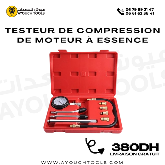 Testeur de compression de moteur à essence 0-20 bar ou 0-300 psi