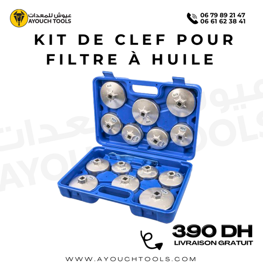 kit de clef pour filtre à huile en aluminium 14PCS