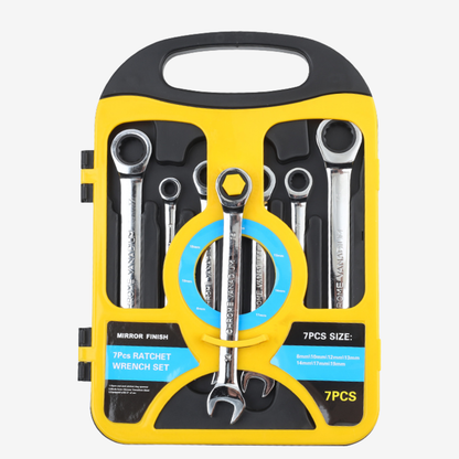 Jeu de Clés à Cliquet Universelles 7 Pièces – Clés à Fourche Ouverte pour Raccords et Tubes