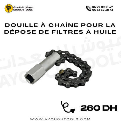 Douille à chaîne pour la dépose de filtres à huile