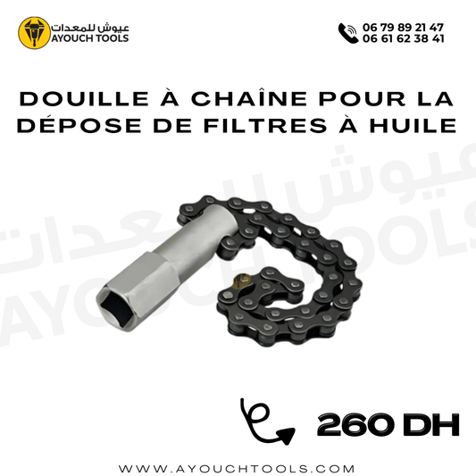 Douille à chaîne pour la dépose de filtres à huile