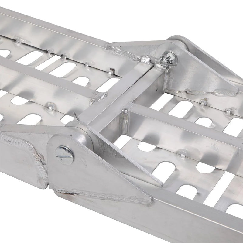 Rampe arquée en aluminium robuste à deux sections pour ATV/UTV – Argent, pliable pour remorque, moto et pickup.