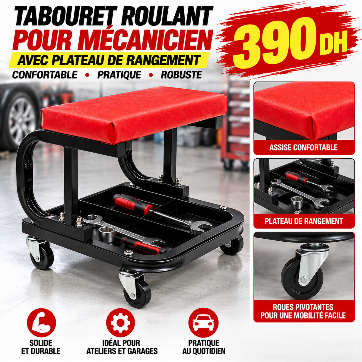 chaise de Mécanicien Velar avec Rangement Pratique WJS-027