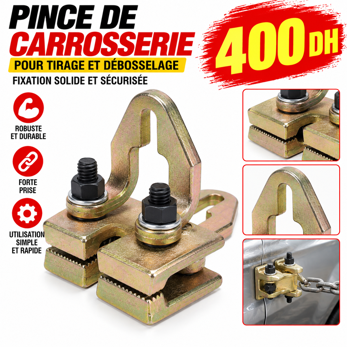 Pince de Traction Carrosserie 5 Tonnes – Angle Droit Bidirectionnelle YZ-3301