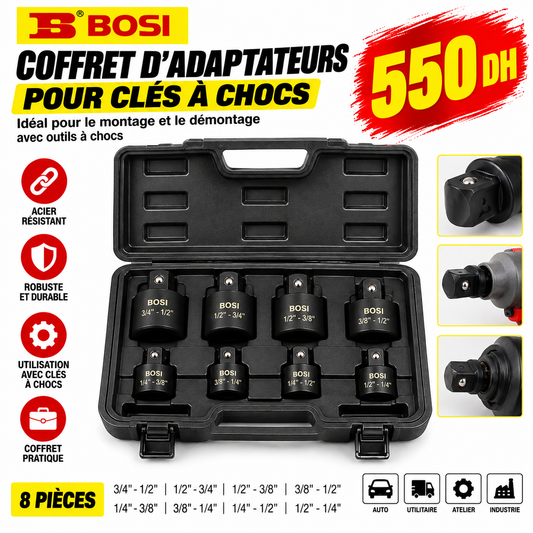 Coffret d’Adaptateurs pour Clé à Chocs – 8 Pièces  BS365808