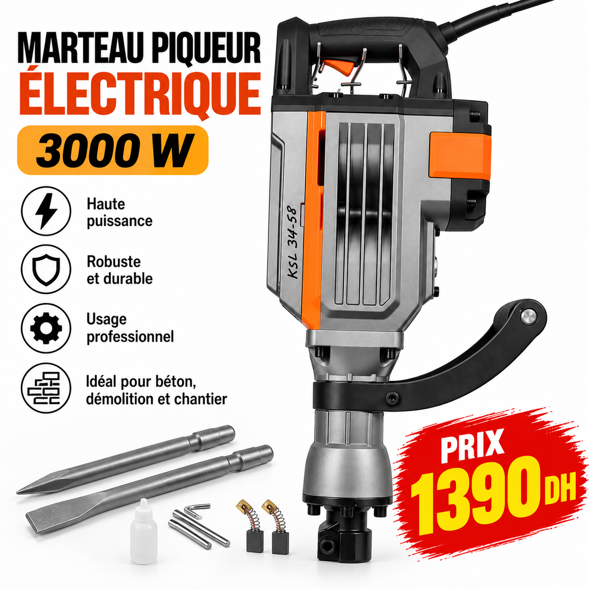 Marteau Piqueur Électrique 3000W YZ-34-58