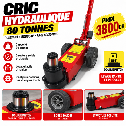 Cric Hydraulique 80 Tonnes – Professionnel pour Poids Lourds YZ- 4070C