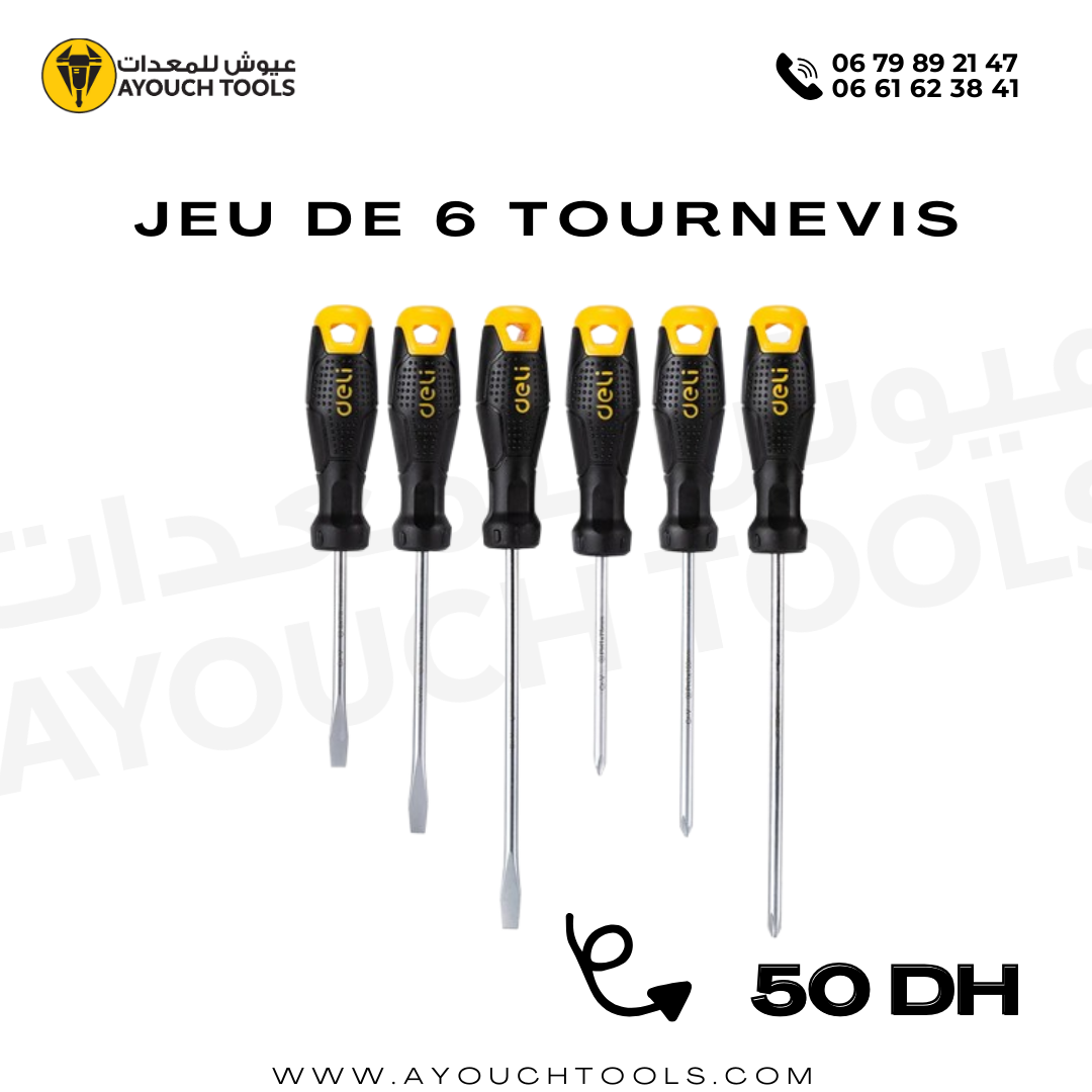 Jeu de 6 tournevis Quantité sur paquet : 6