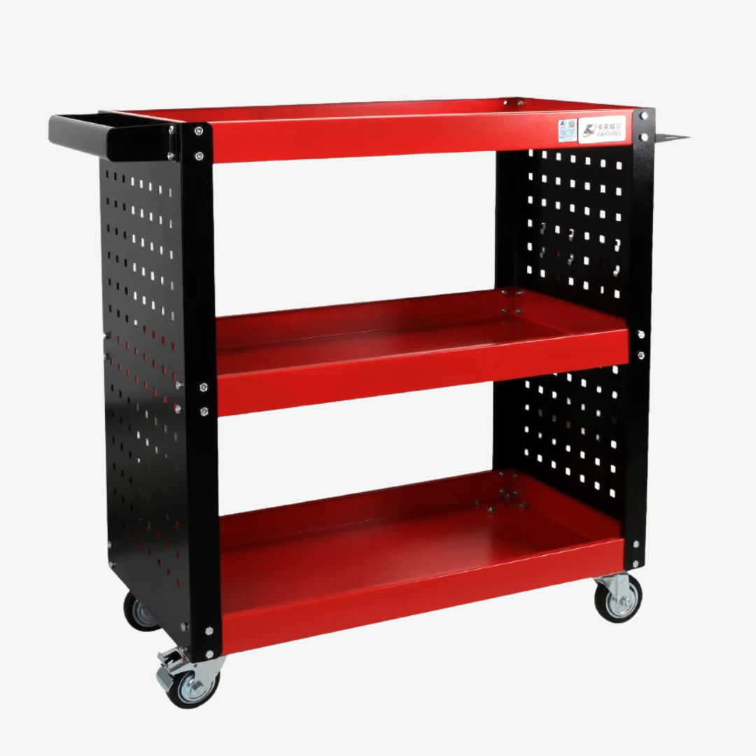 Chariot à roulettes mécanique 3 étages avec rangement outils AH002