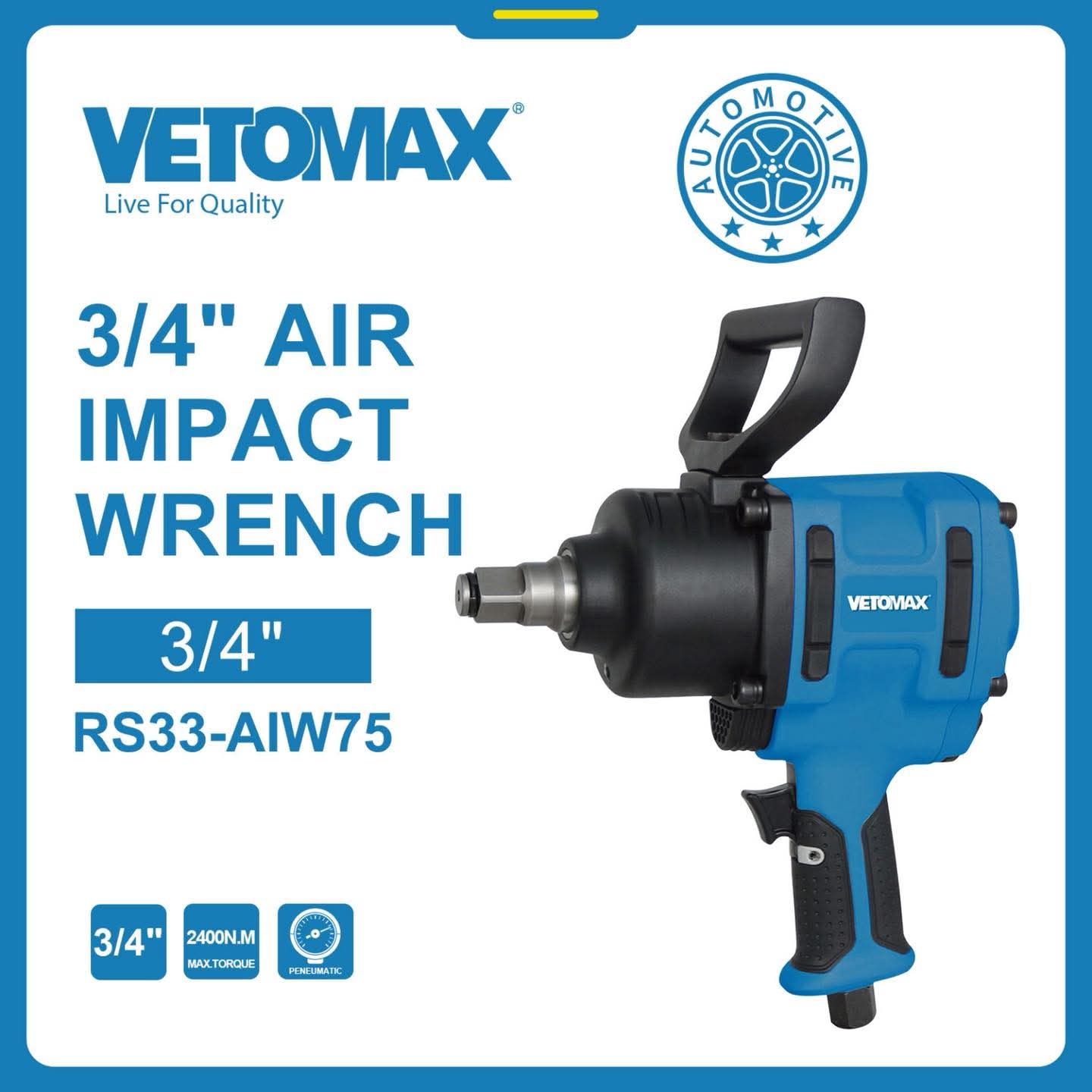 RS33-AIW75 – Clé à Choc Pneumatique 3/4" 2400N.M