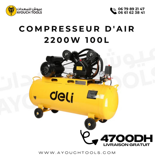 Compresseur d'air 2200W 100L