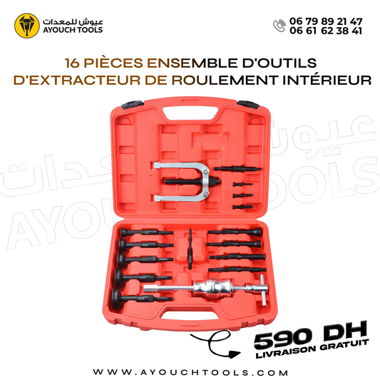 Ensemble d'outils d'extracteur de roulement intérieur 16PCS