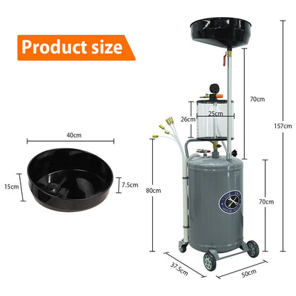 Bac de Récupération d’Huile Usagée 80 L – Réservoir de Vidange Mobile pour Garage