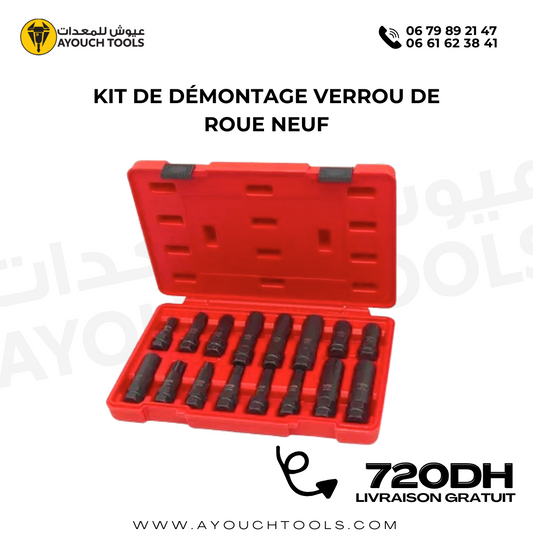 KIT DE DÉMONTAGE VERROU DE ROUE NEUF
